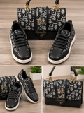 Luxury-Inspired Black Designer Handbag & Sneaker Set | Elegant Matching Fashion Collection